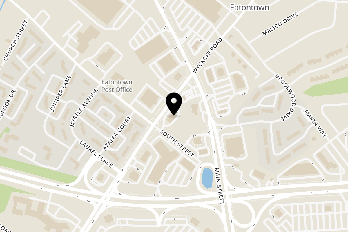 Map showing the location of Minas Grill & Market on 128 Wyckoff Rd in Eatontown